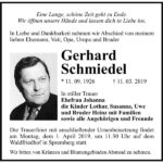 Traueranzeige Gerhard Schmiedel