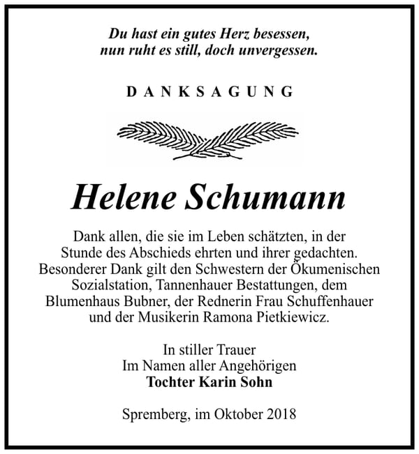 Danksagung Helene Schumann