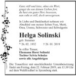 Traueranzeige Helga Solinski, geb. Sommer