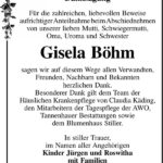 Danksagung Gisela Böhm