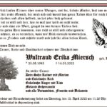 Traueranzeige Waltraud Erika Miersch, geb. Hantschko