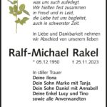 Traueranzeige Ralf-Michael Rakel