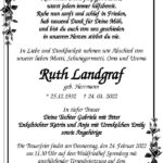 Traueranzeige Ruth Landgraf, geb. Herrmann