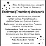 Danksagung Edeltraud (Trautchen) Mariaschk