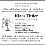 Traueranzeige Klaus Tittler