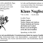 Danksagung Klaus Nuglisch