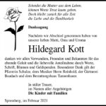 Danksagung Hildegard Kott