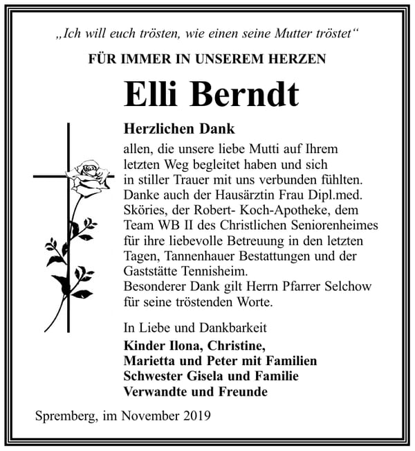 Danksagung Elli Berndt
