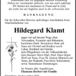 Danksagung Hildegard Klamt