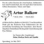 Danksagung Artur Balkow