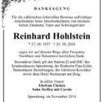 Traueranzeige Reinhard Hohlstein