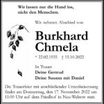 Traueranzeige Burkhard Chmela