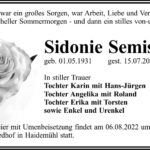 Traueranzeige Sidonie Semisch
