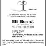 Traueranzeige Elli Berndt, geb. Wieczoreck