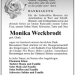 Traueranzeige Monika Weckbrodt, geb. Gluth