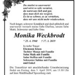 Traueranzeige Monika Weckbrodt