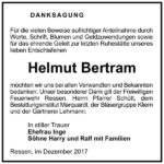 Danksagung Helmut Bertram