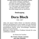 Danksagung Dora Bloch