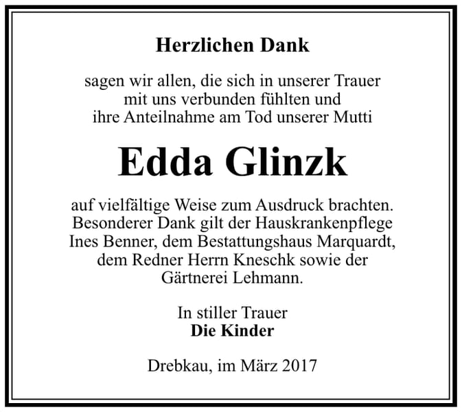 Danksagung Edda Glinzk