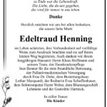 Danksagung Edeltraud Henning