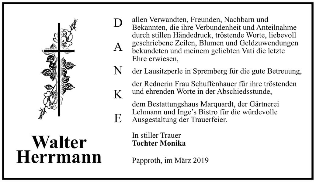 Traueranzeige Walter Herrmann