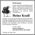 Danksagung Heinz Koall