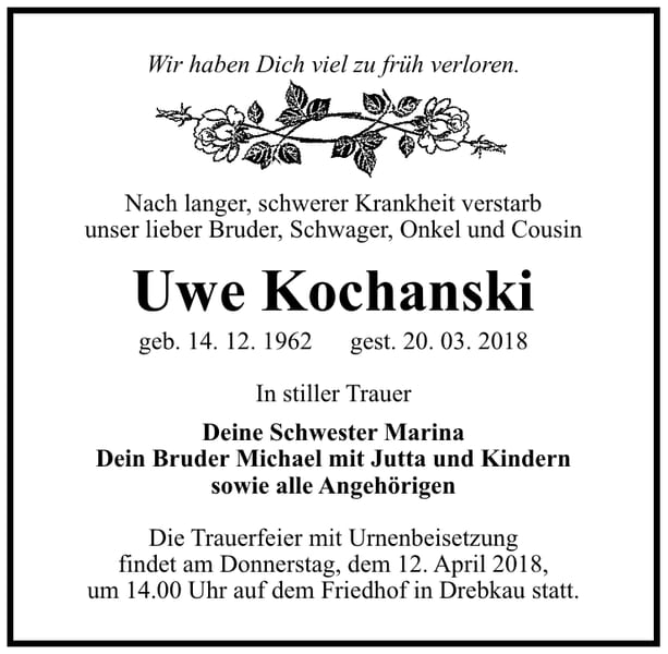 Traueranzeige Uwe Kochanski