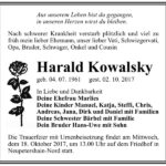 Traueranzeige Harald Kowalsky