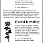 Danksagung Harald Kowalsky
