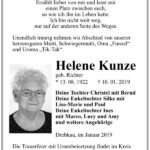 Traueranzeige Helene Kunze, geb. Richter