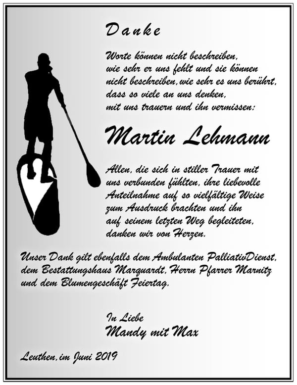 Traueranzeige Martin Lehmann