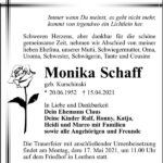 Traueranzeige Monika Schaff, geb. Kurschinski