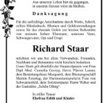 Danksagung Richard Staar