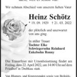 Traueranzeige Heinz Schötz
