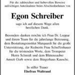 Danksagung Egon Schreiber