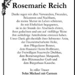 Danksagung Rosemarie Reich