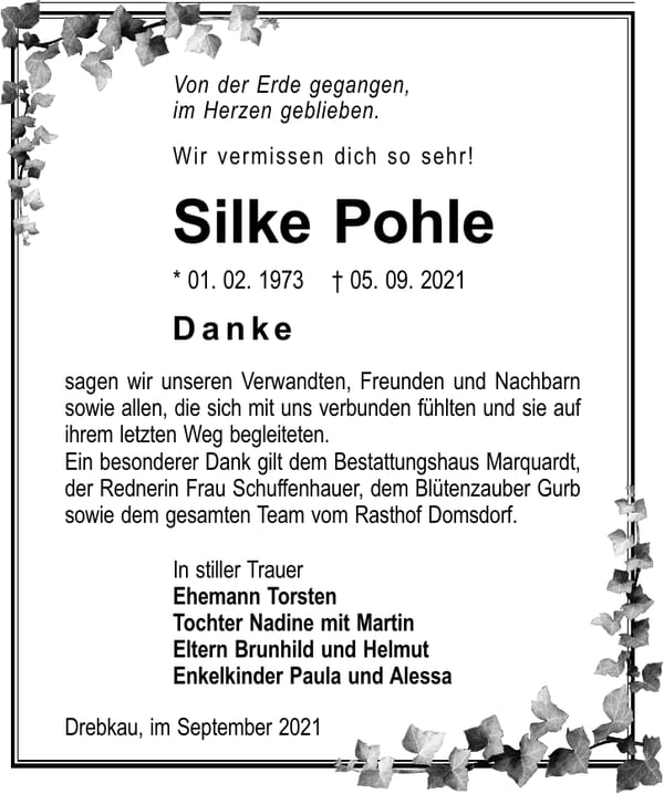 Traueranzeige Silke Pohle