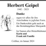 Danksagung Herbert Geipel