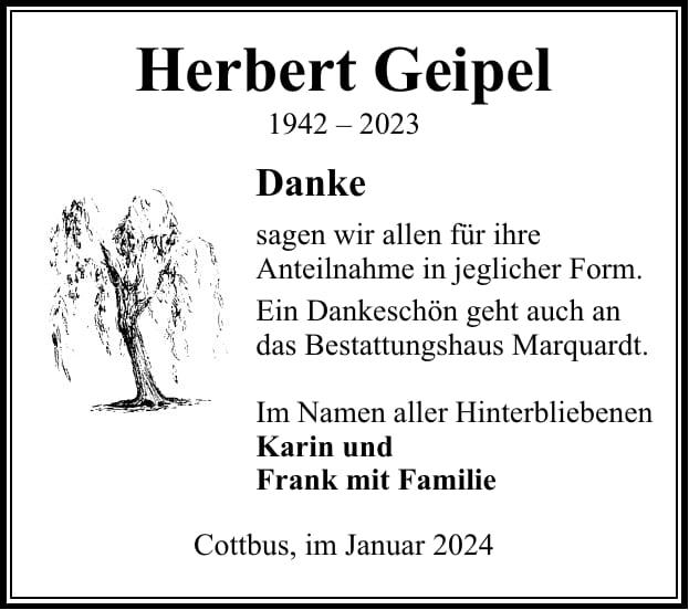 Danksagung Herbert Geipel