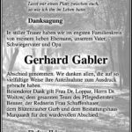 Danksagung Gerhard Gabler
