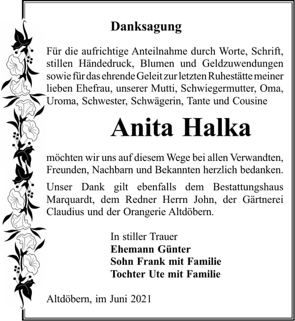 Danksagung Anita Halka