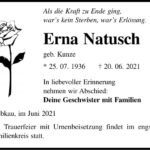 Traueranzeige Erna Natusch, geb. Kunze