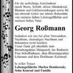 Danksagung Georg Roßmann