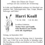 Traueranzeige Harri Koall