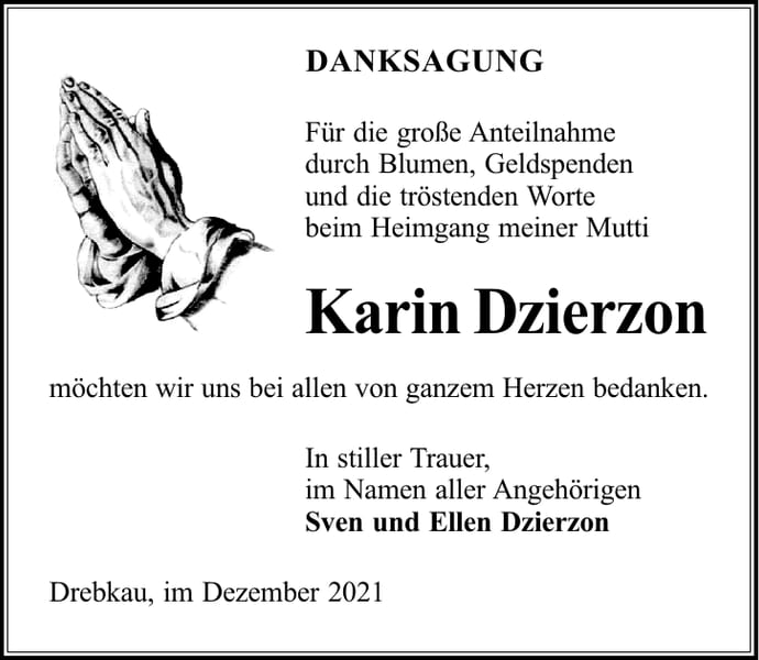 Danksagung Karin Dzierzon