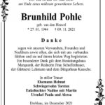 Danksagung Brunhild Pohle