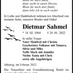 Traueranzeige Dietmar Sahmel
