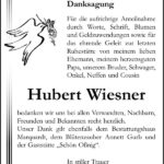 Traueranzeige Hubert Wiesner