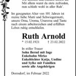Traueranzeige Ruth Arnold