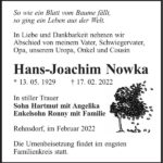 Traueranzeige Hans-Joachim Nowka